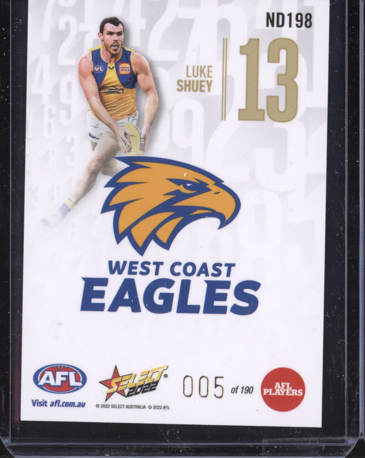 Luke Shuey 2022 Select Footy Stars Daylight Numbers 5/190