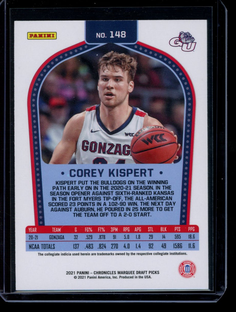 Corey Kispert 2021 Panini Chronicles Draft Picks Marquee RC - The