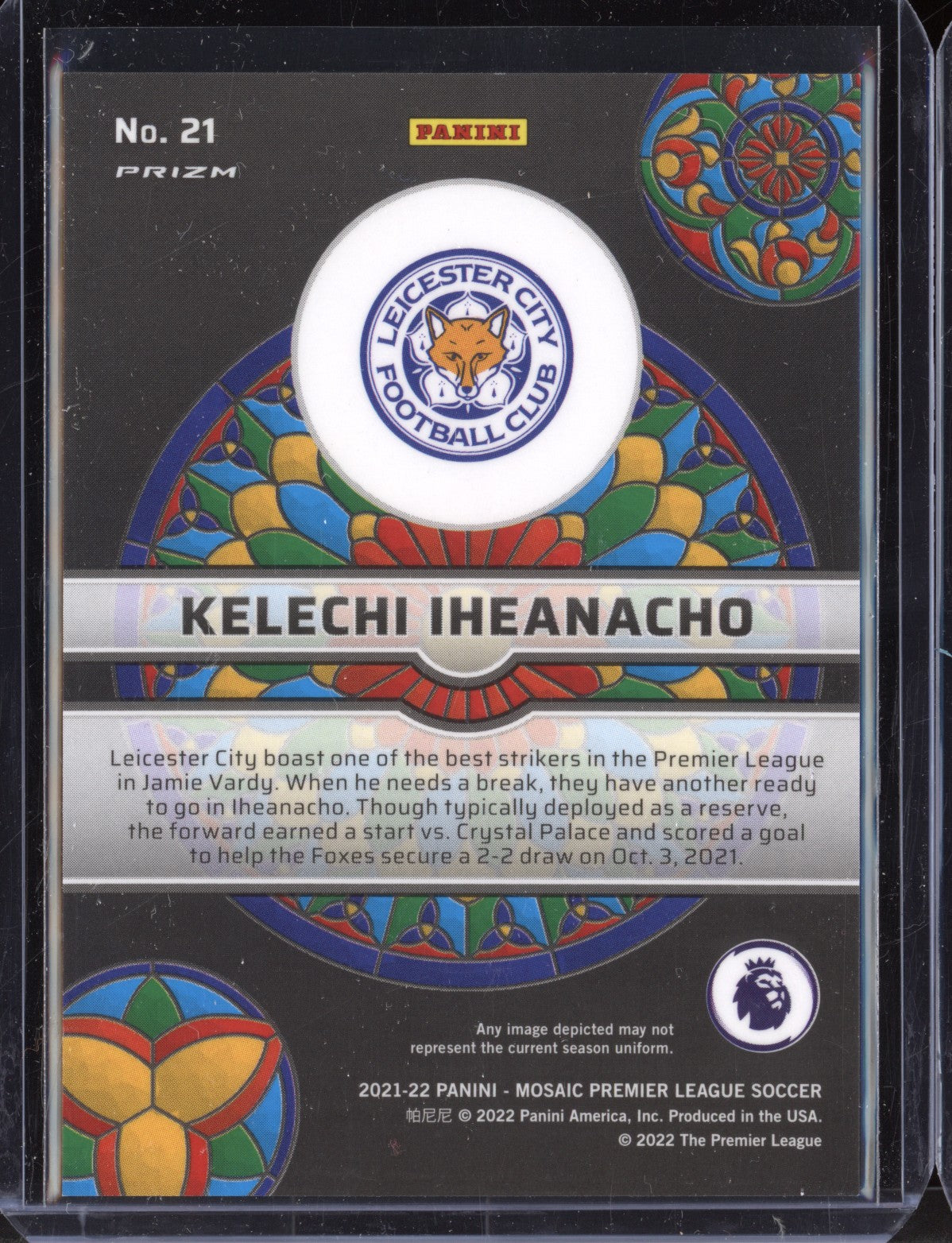 Kelechi Iheanacho 2021-22 Panini Mosaic PL Stained Glass