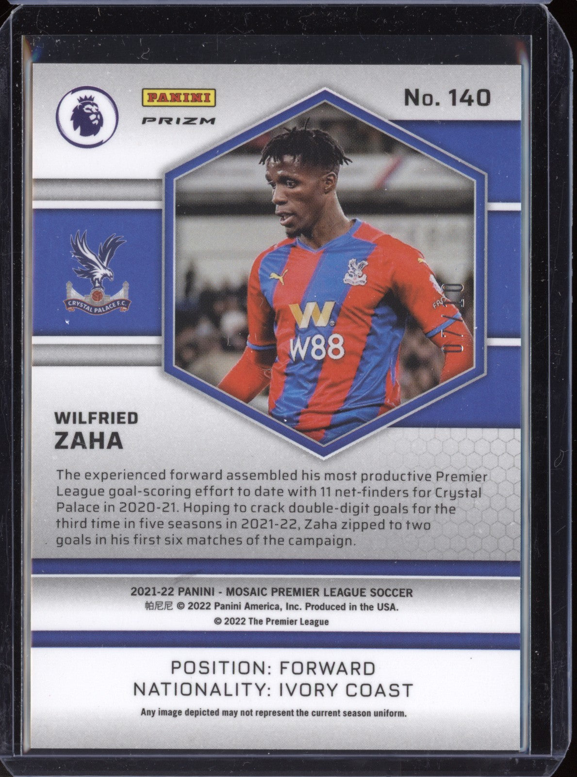 Wilfried Zaha 2021-22 Panini Mosaic PL Gold Mosaic 7/10