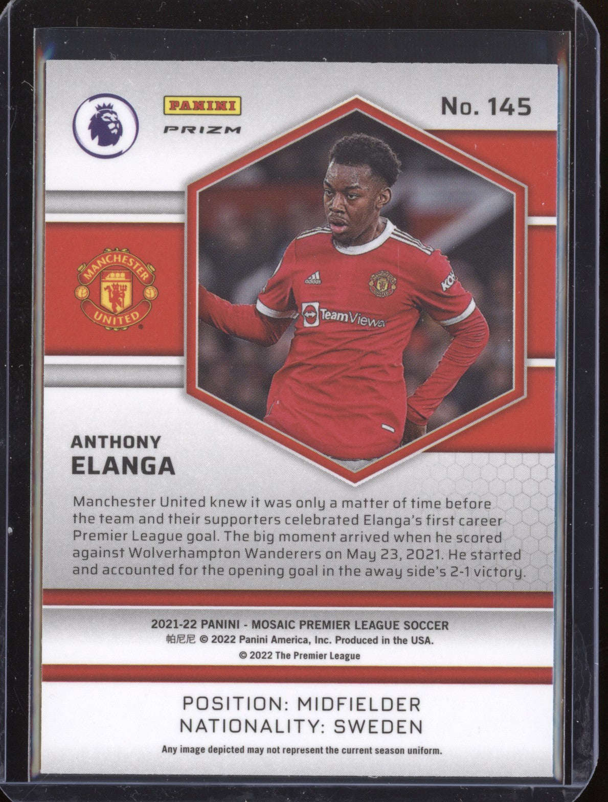 Anthony Elanga 2021-22 Panini Mosaic PL Red Mosaic RC
