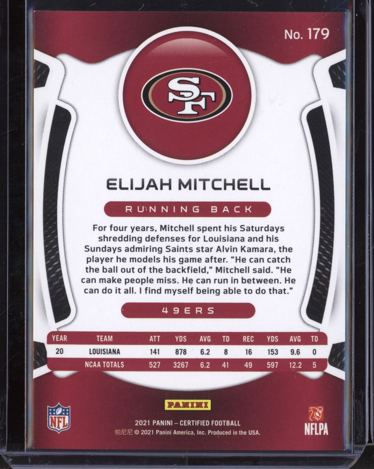 Elijah Mitchell 2021 Panini Certified RC 103/399