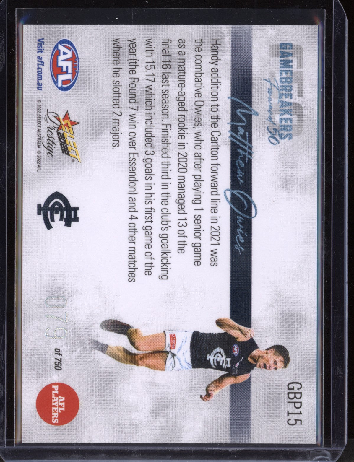 Matthew Owies 2022 Select Prestige Gamebreakers 79/750