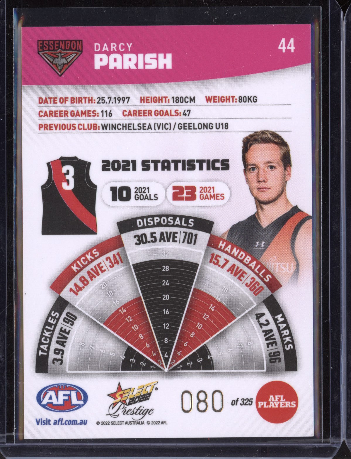 Darcy Parish 2022 Select Footy Stars Prestige Pink 80/325