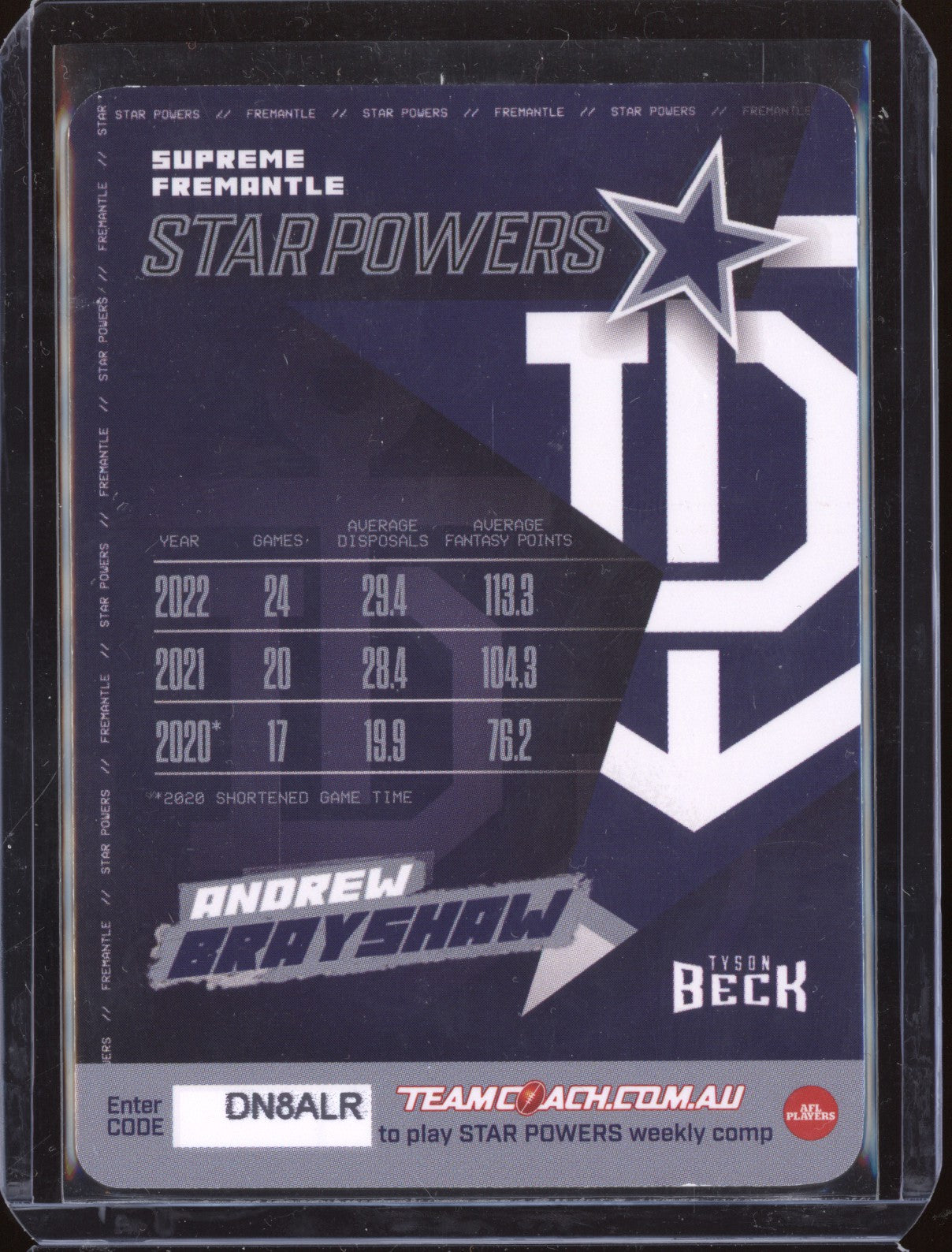 Andrew Brayshaw 2023 Team Coach SP-26 Star Powers Neon