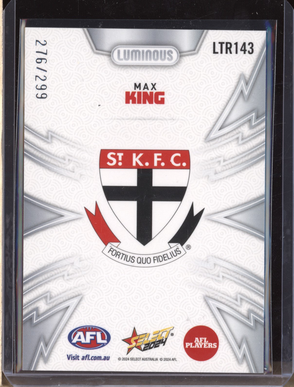 Max King 2024 Select Footy Stars LTR143 Luminous Thunderbolt 276/299