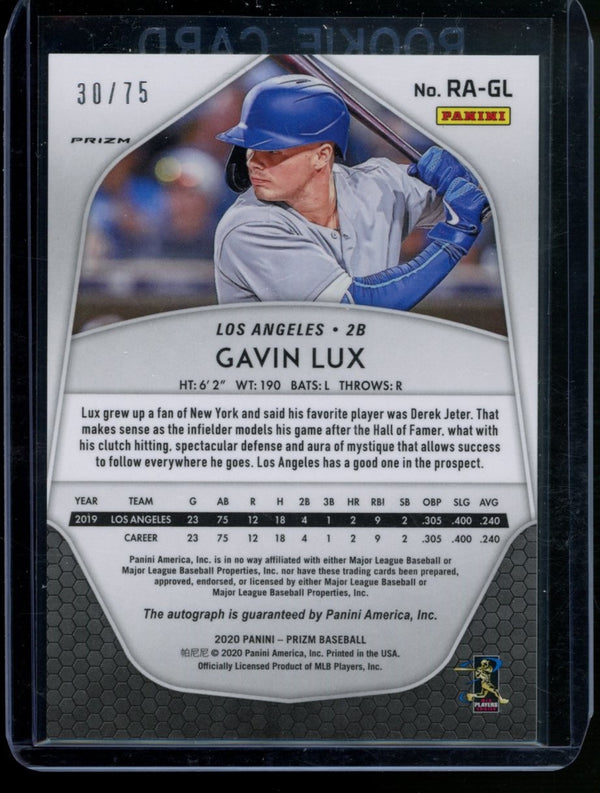 Gavin Lux 2020 Panini Prizm Rookie Autographs Red  RC  30/75