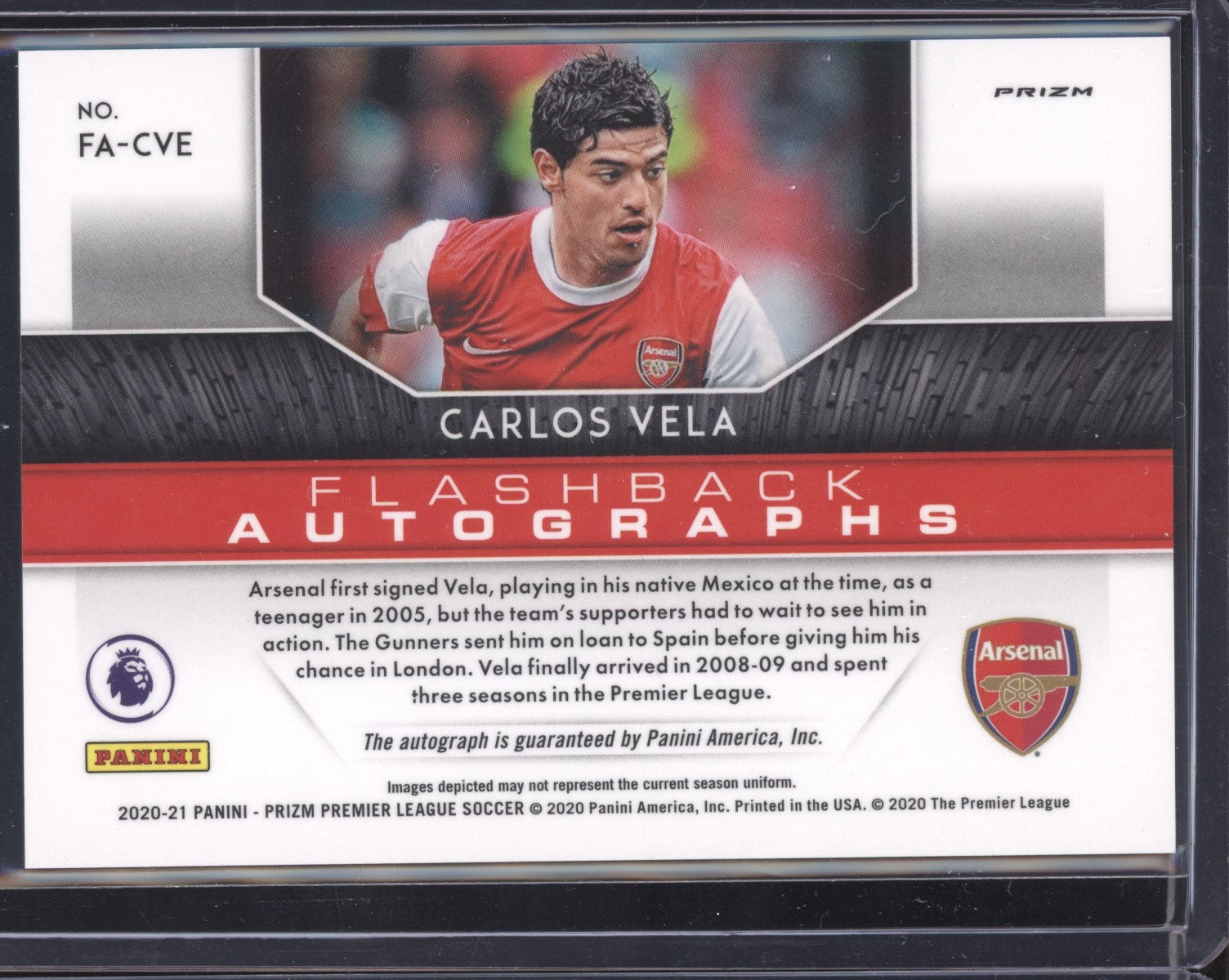 Carlos Vela 2020-21 Panini Prizm Premier League Flashback Autographs Choice