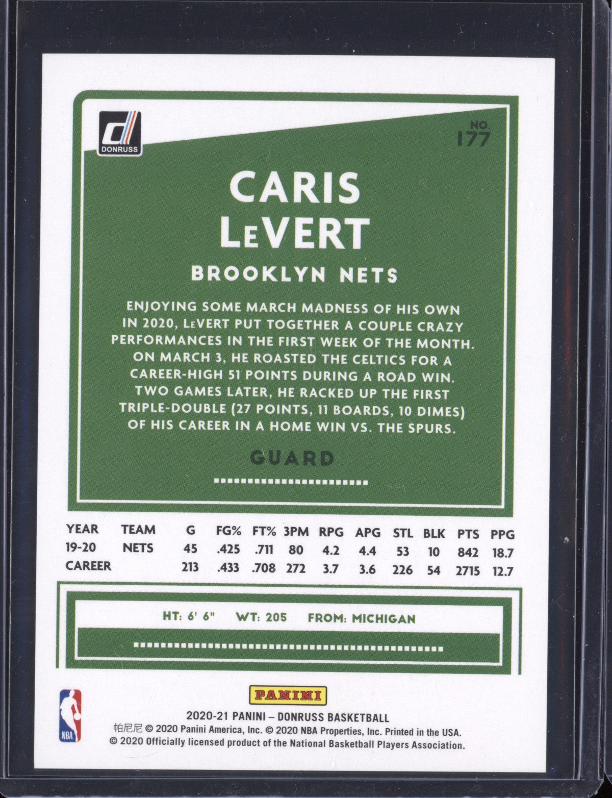 Caris LeVert 2020/21 Panini Donruss Choice Gold 10/10