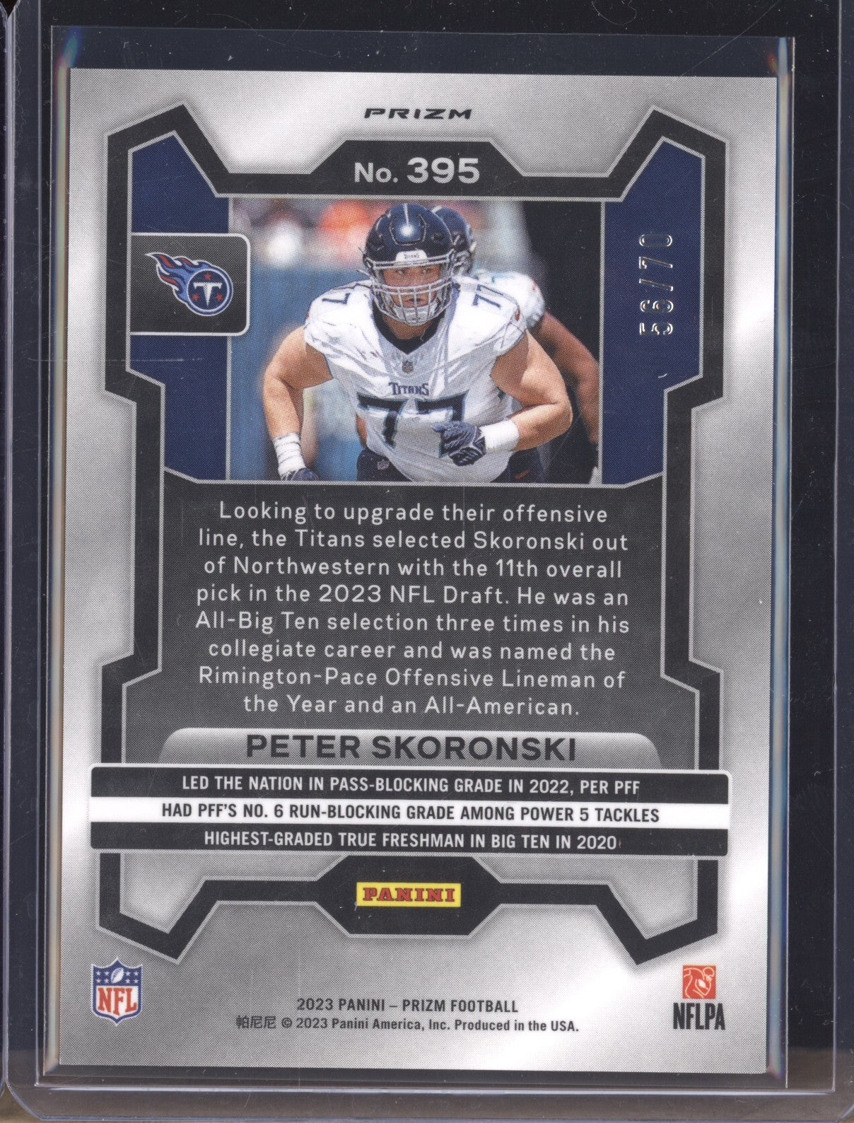 Peter Skoronski 2023 Panini Prizm 395 No Huddle Red RC 56/70