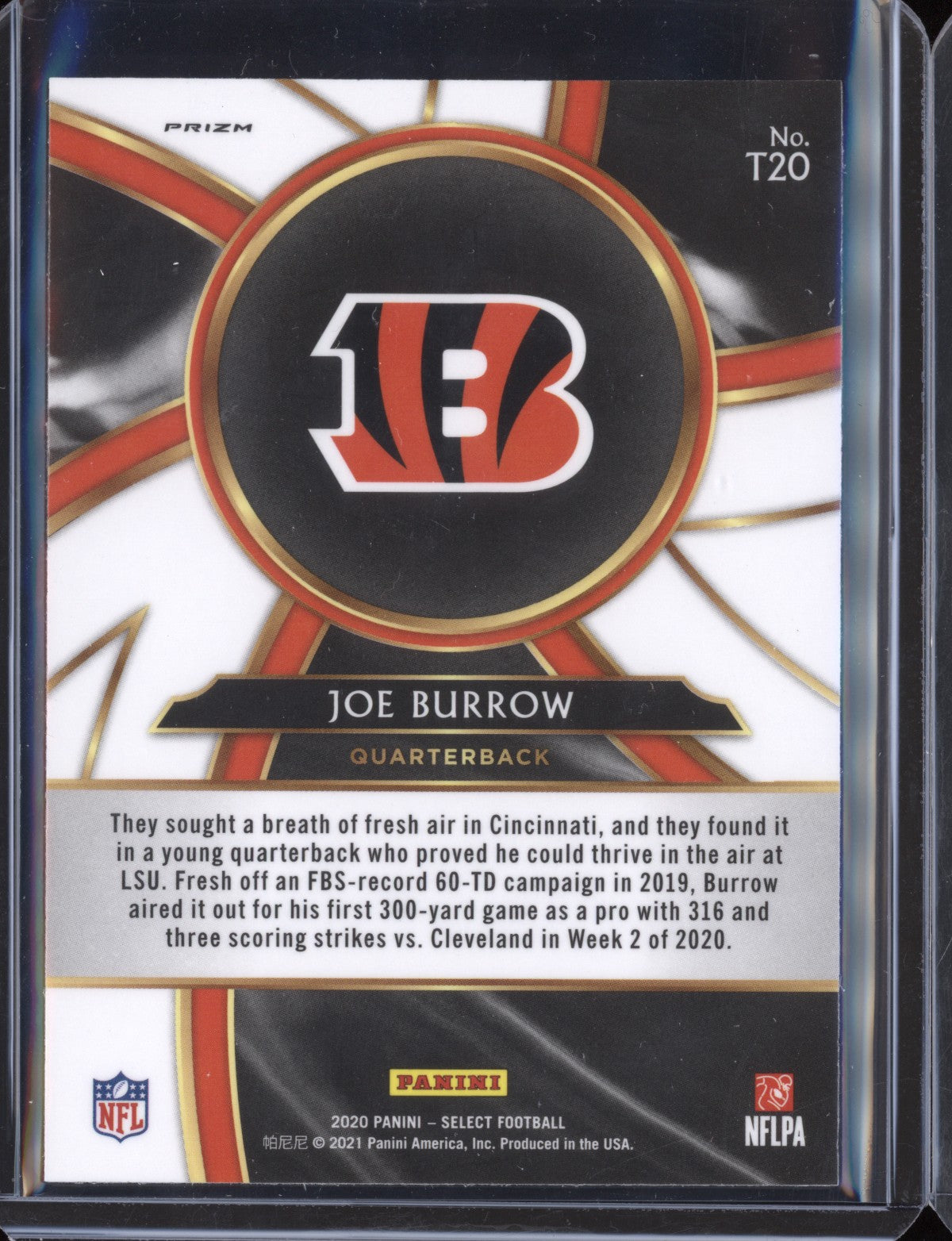 Joe Burrow 2020 Panini Select Turbocharged Silver RC