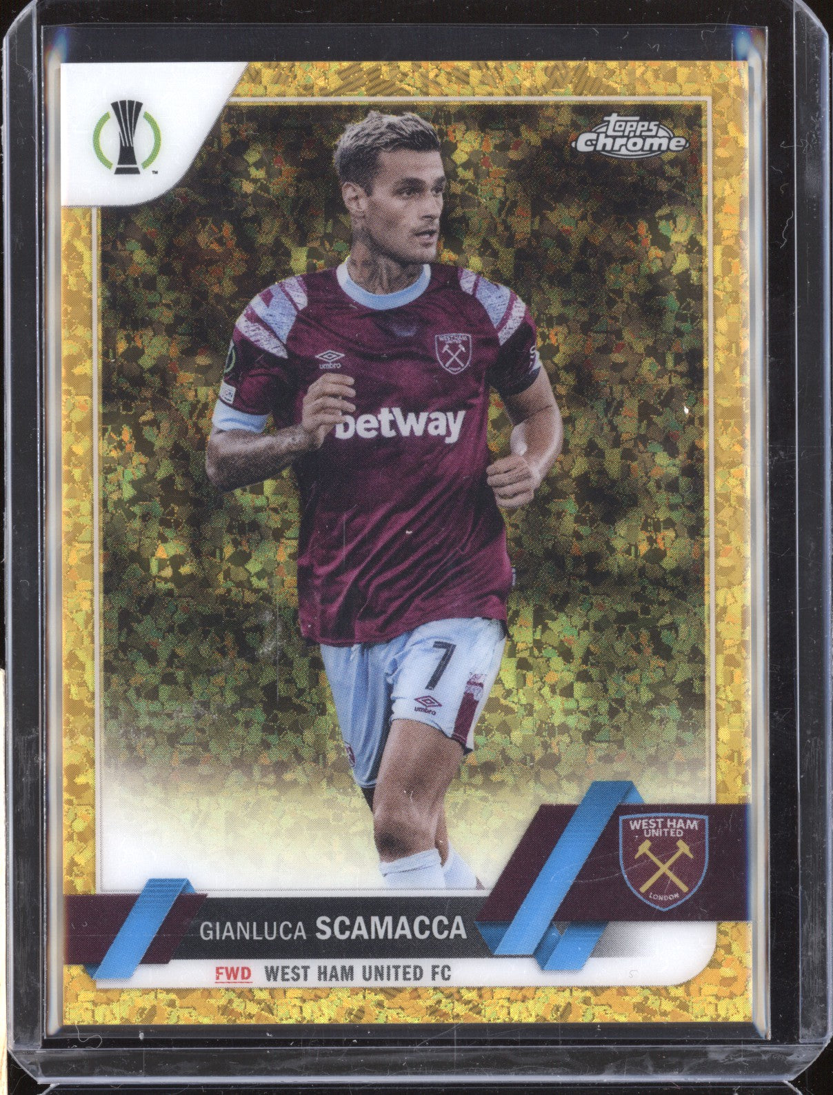 Gianluca Scamacca 2022-23 Topps Chrome UEFA 94 Gold Speckle Refractor 20/50