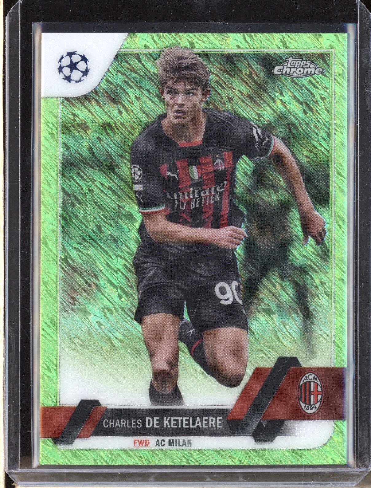 Charles De Ketelaere 2022-23 Topps Chrome UEFA 90 Neon Green Shimmer 288/399