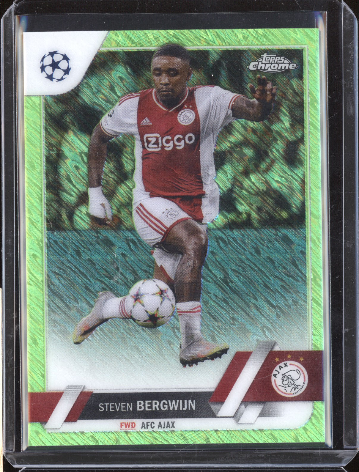 Steven Bergwijn 2022-23 Topps Chrome UEFA 176 Neon Green Shimmer 182/399