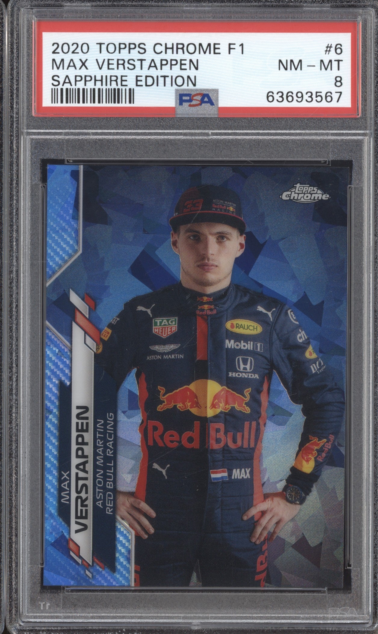 Max Verstappen 2020 Topps Chrome Formula 1 6 PSA 8