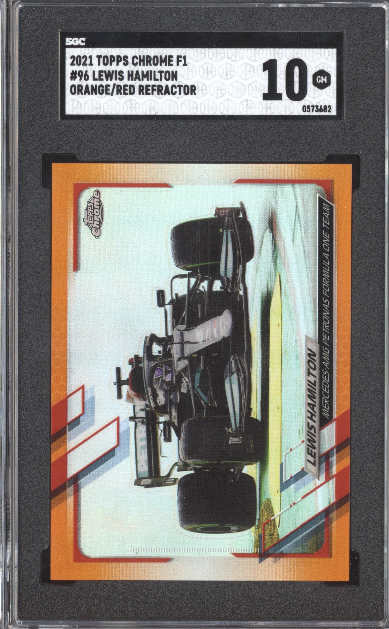 Lewis Hamilton 2021 Topps Chrome Formula 1 96 Orange Red SGC 10