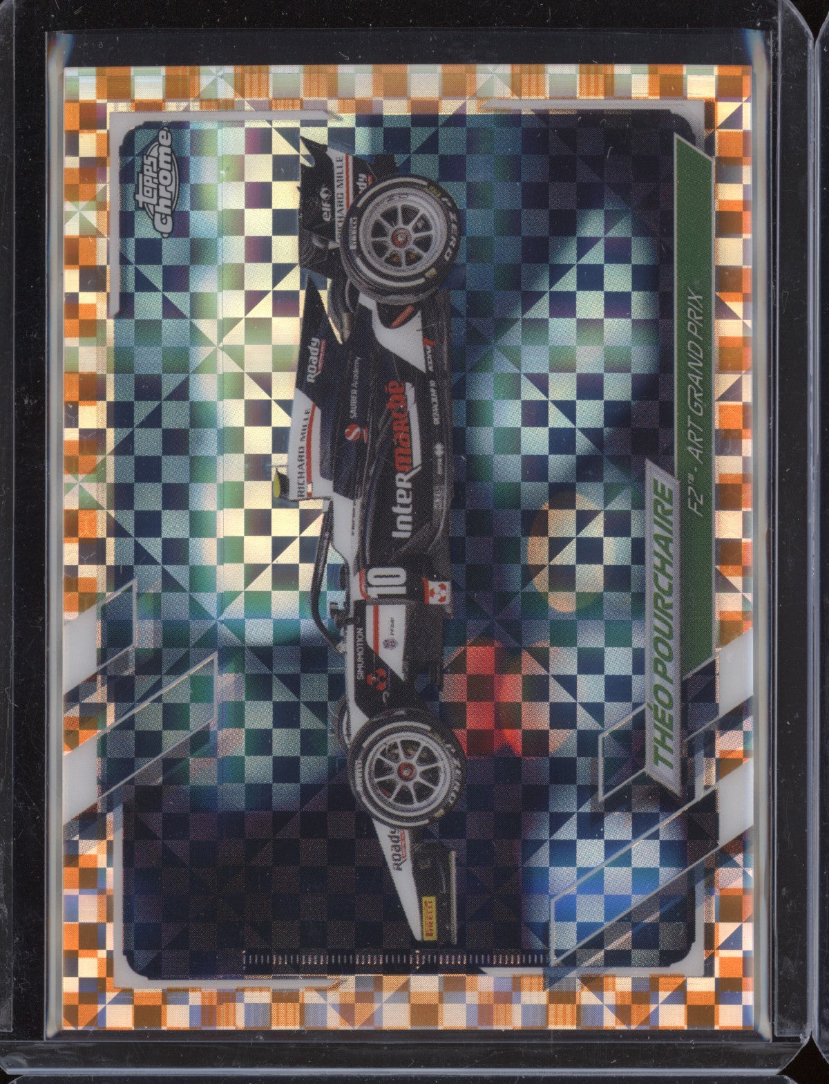 Theo Pourchaire 2021 Topps Chrome Formula One 136 Orange Checker Flag 14/25