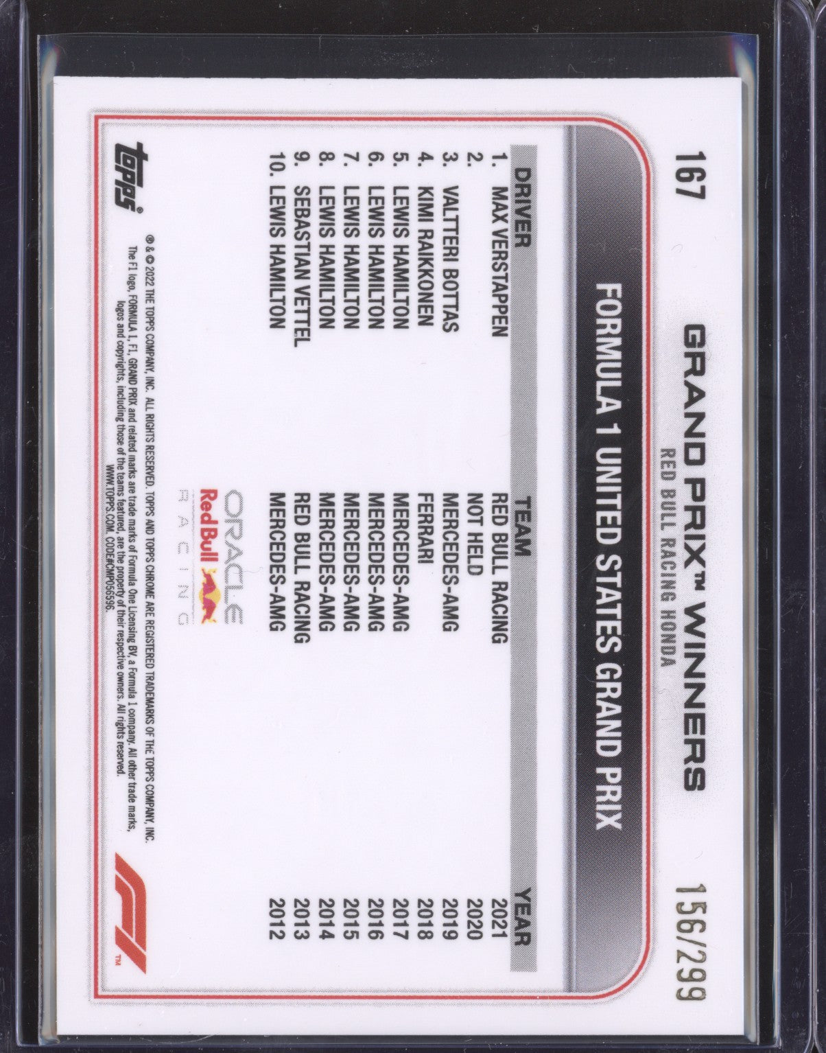 Max Verstappen 2022 Topps Chrome Formula 1 167 Mini Diamonds 156/299