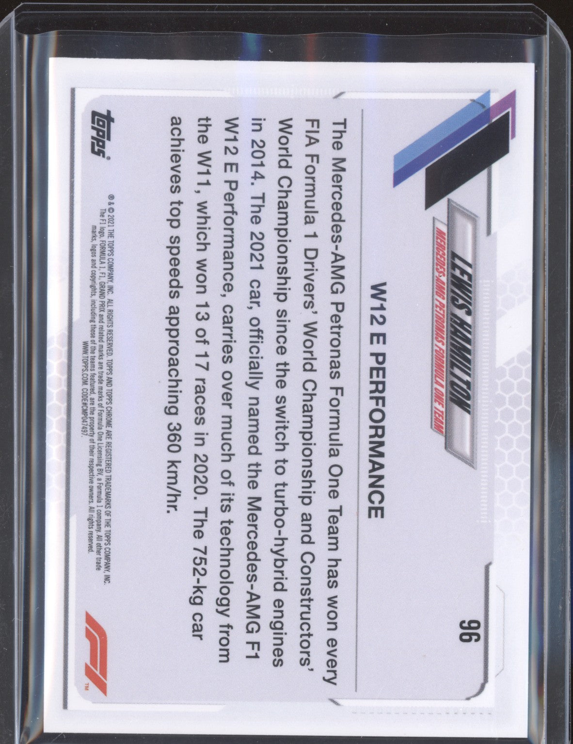 Lewis Hamilton 2021 Topps Chrome Formula One 96 Checker Flag