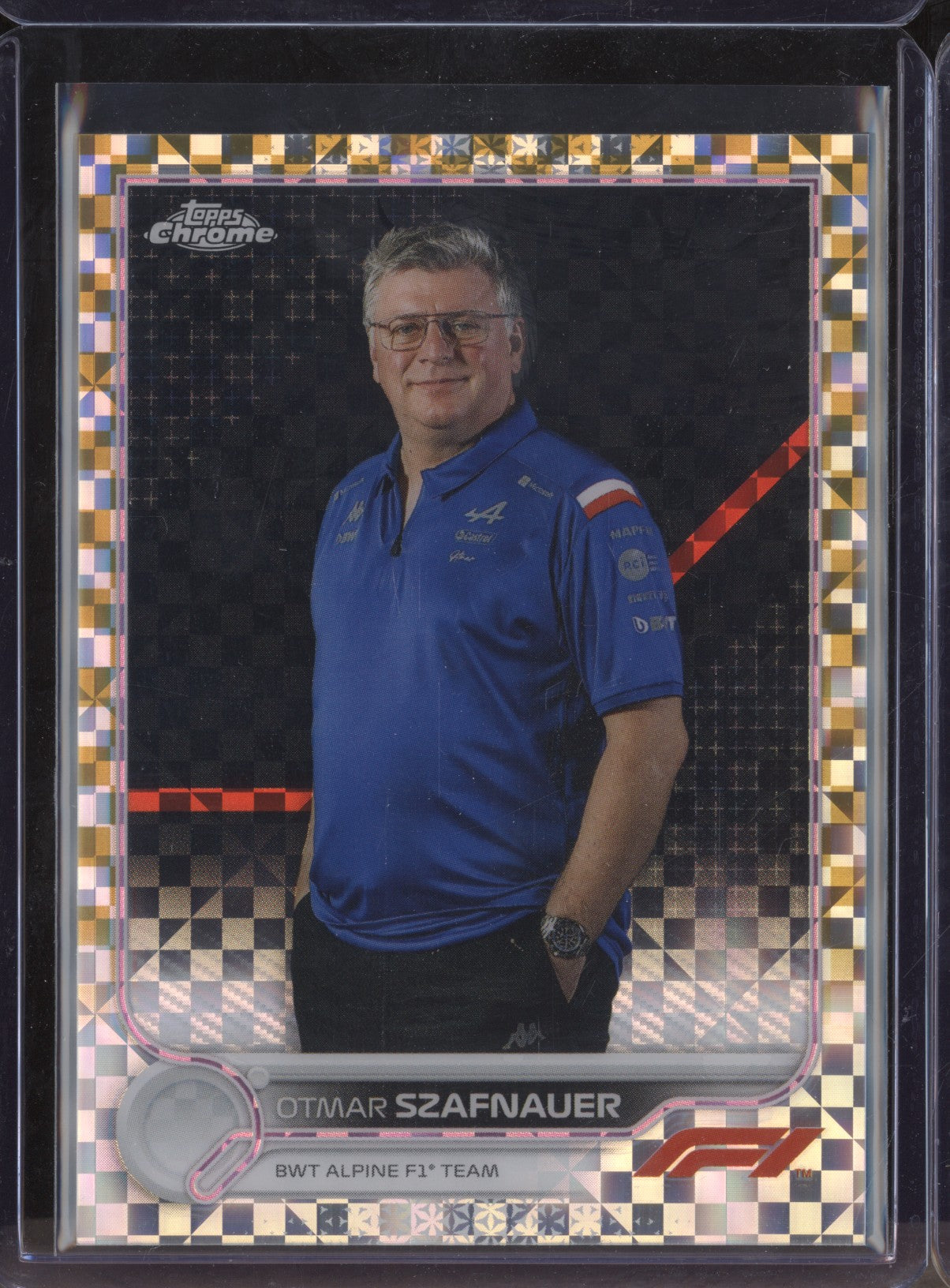 Otmar Szafnauer 2022 Topps Chrome Formula One 102 Gold Checker Flag Refractor 36/50