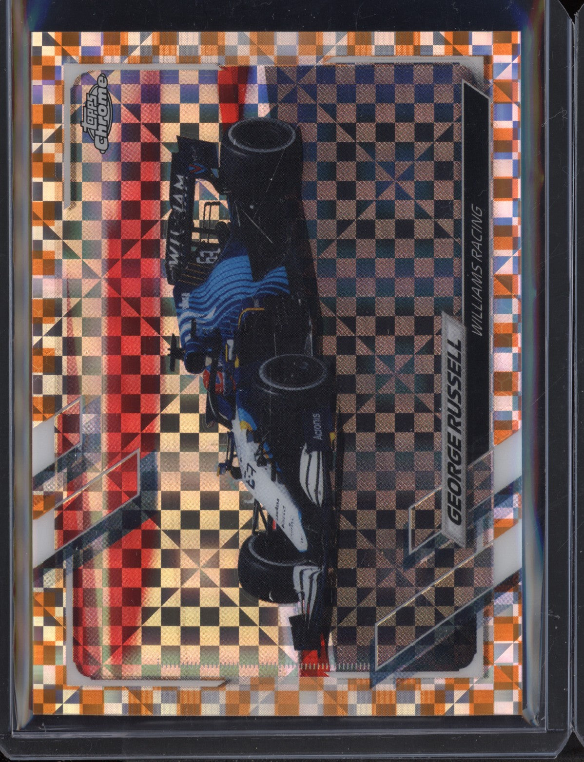 George Russell 2021 Topps Chrome Formula One Orange Checker Flag 04/25