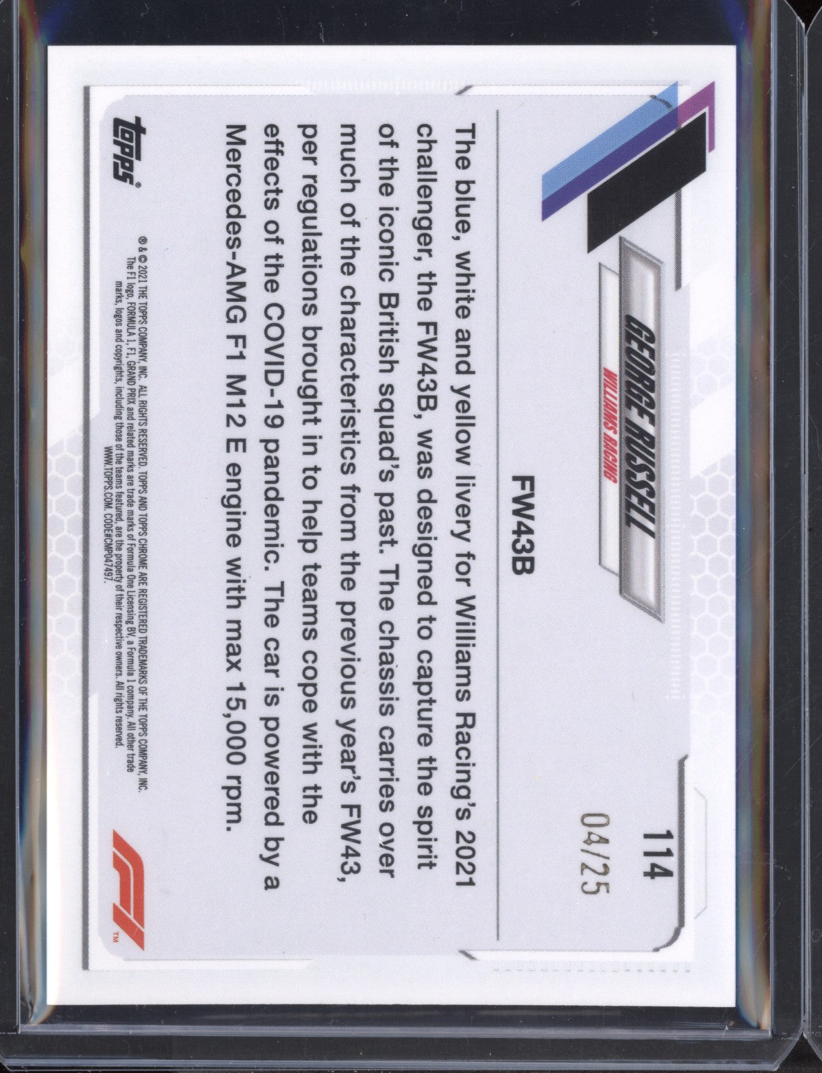 George Russell 2021 Topps Chrome Formula One Orange Checker Flag 04/25