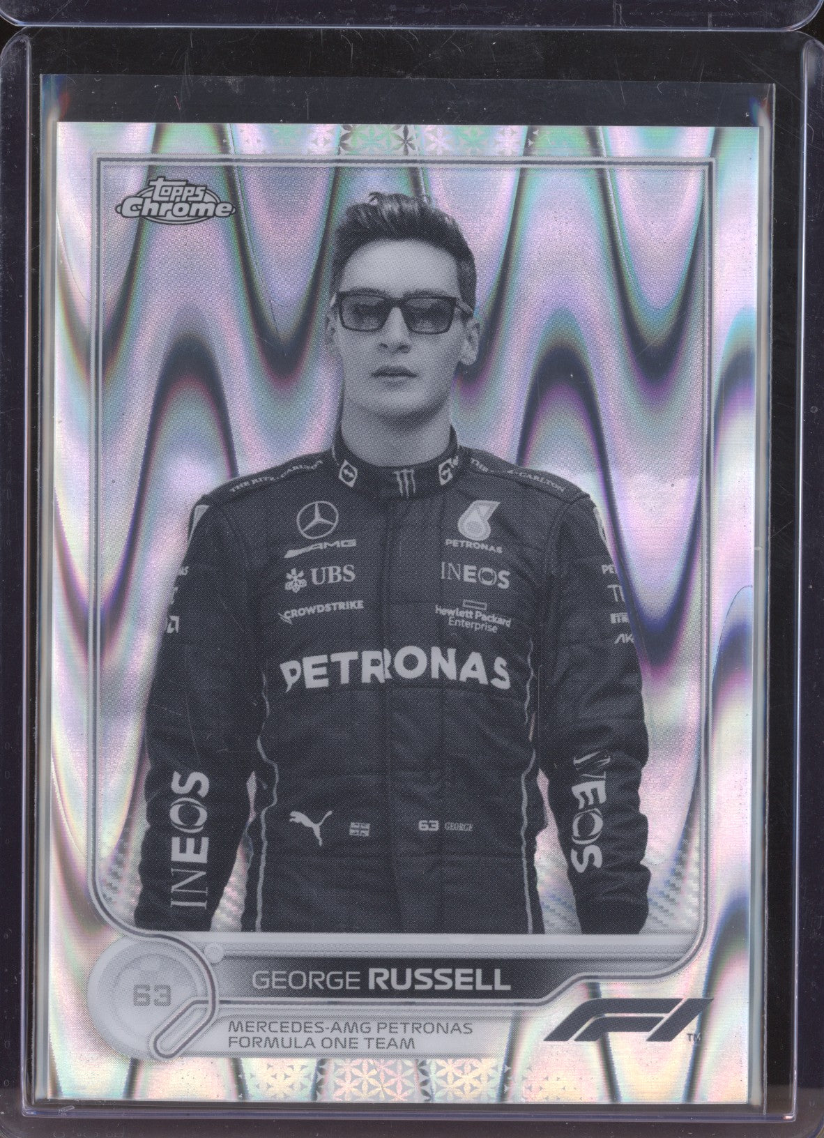 George Russell 2022 Topps Chrome Formula 1 20 Black & White Raywave