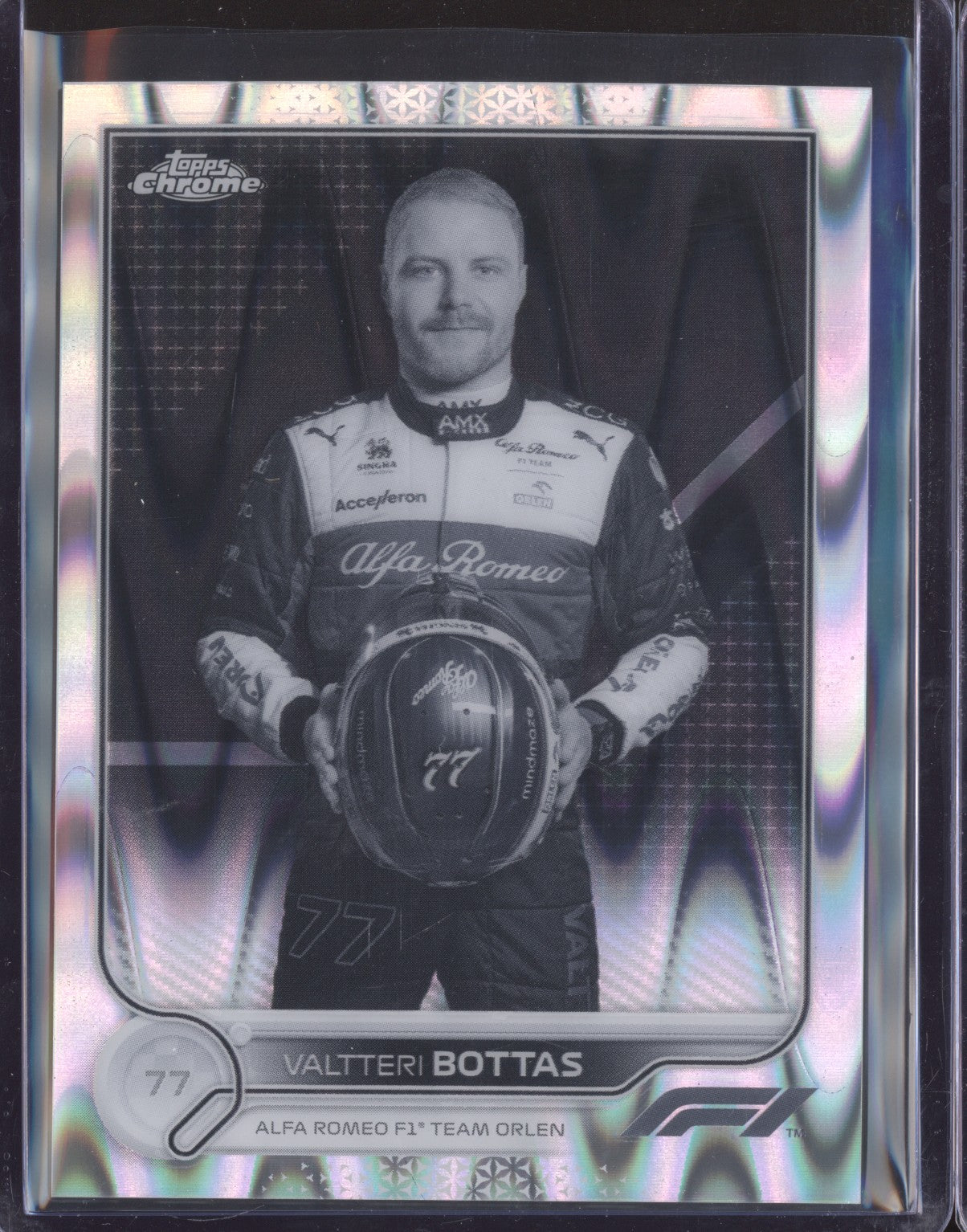 Valtteri Bottas 2022 Topps Chrome Formula 1 57 Black & White Raywave