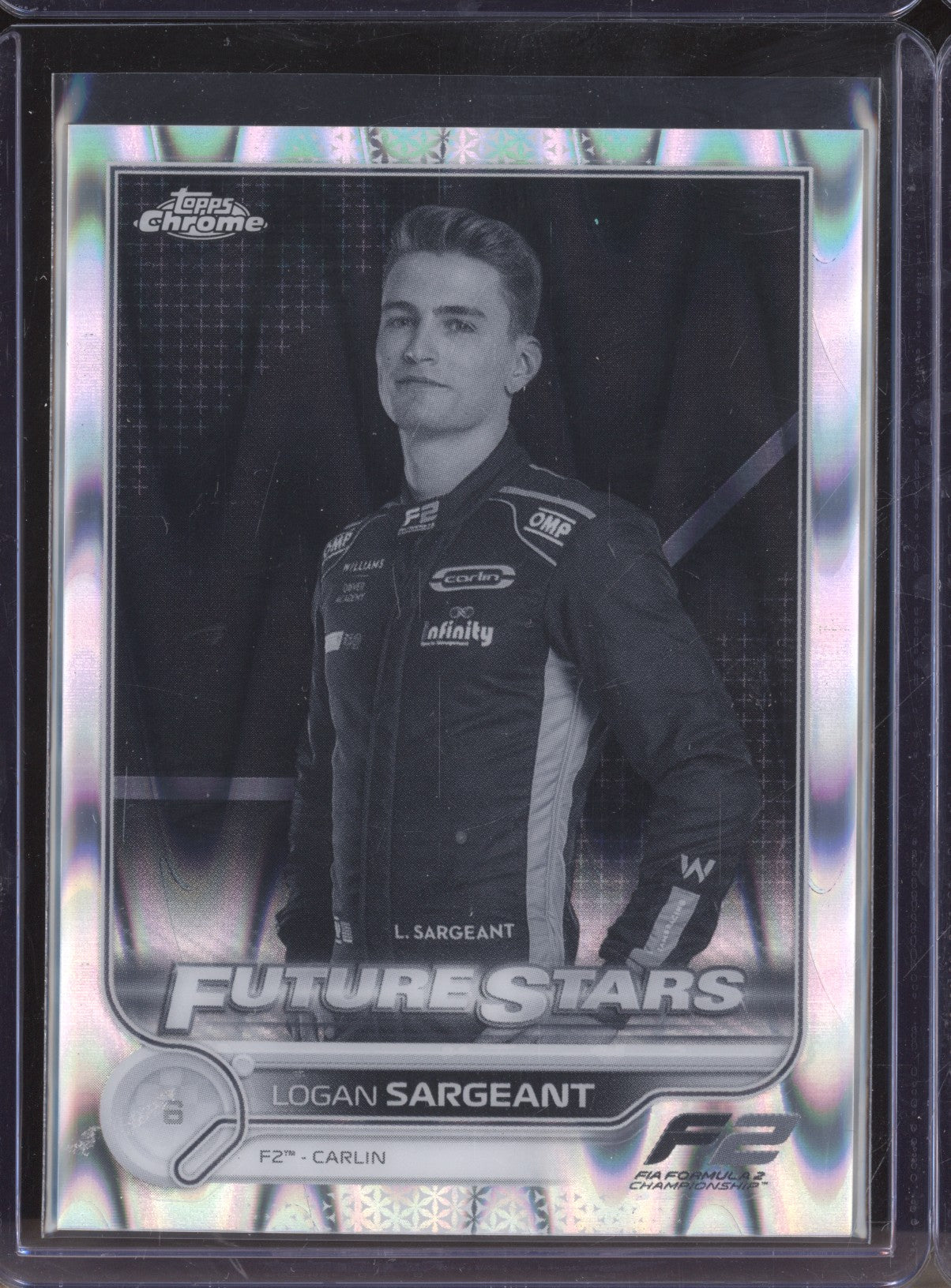Logan Sargeant 2022 Topps Chrome Formula 1 82 Black & White Raywave