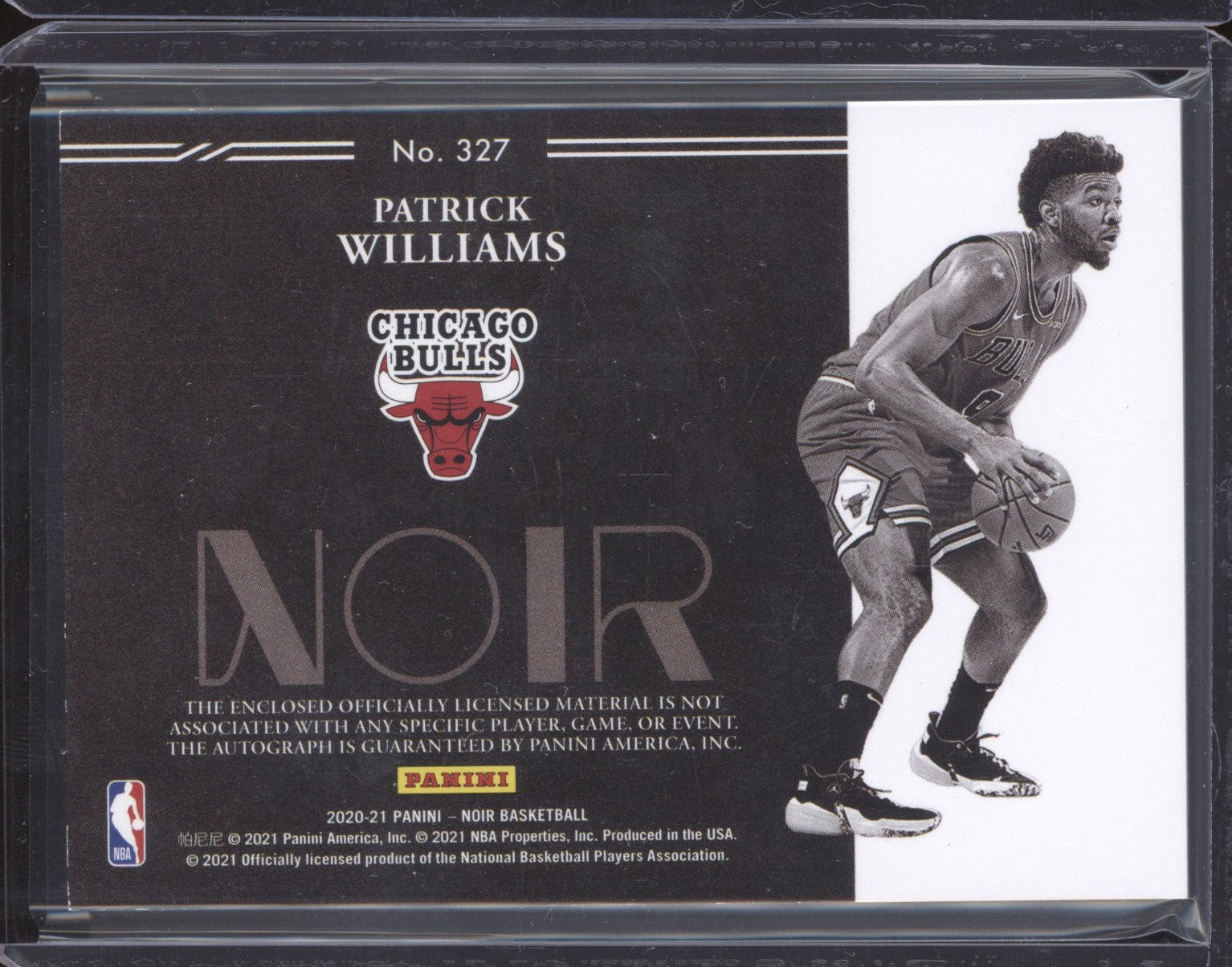 Patrick Williams 2020-21 Panini Noir 327 Rookie Patch Auto RC 55/99 LPZ