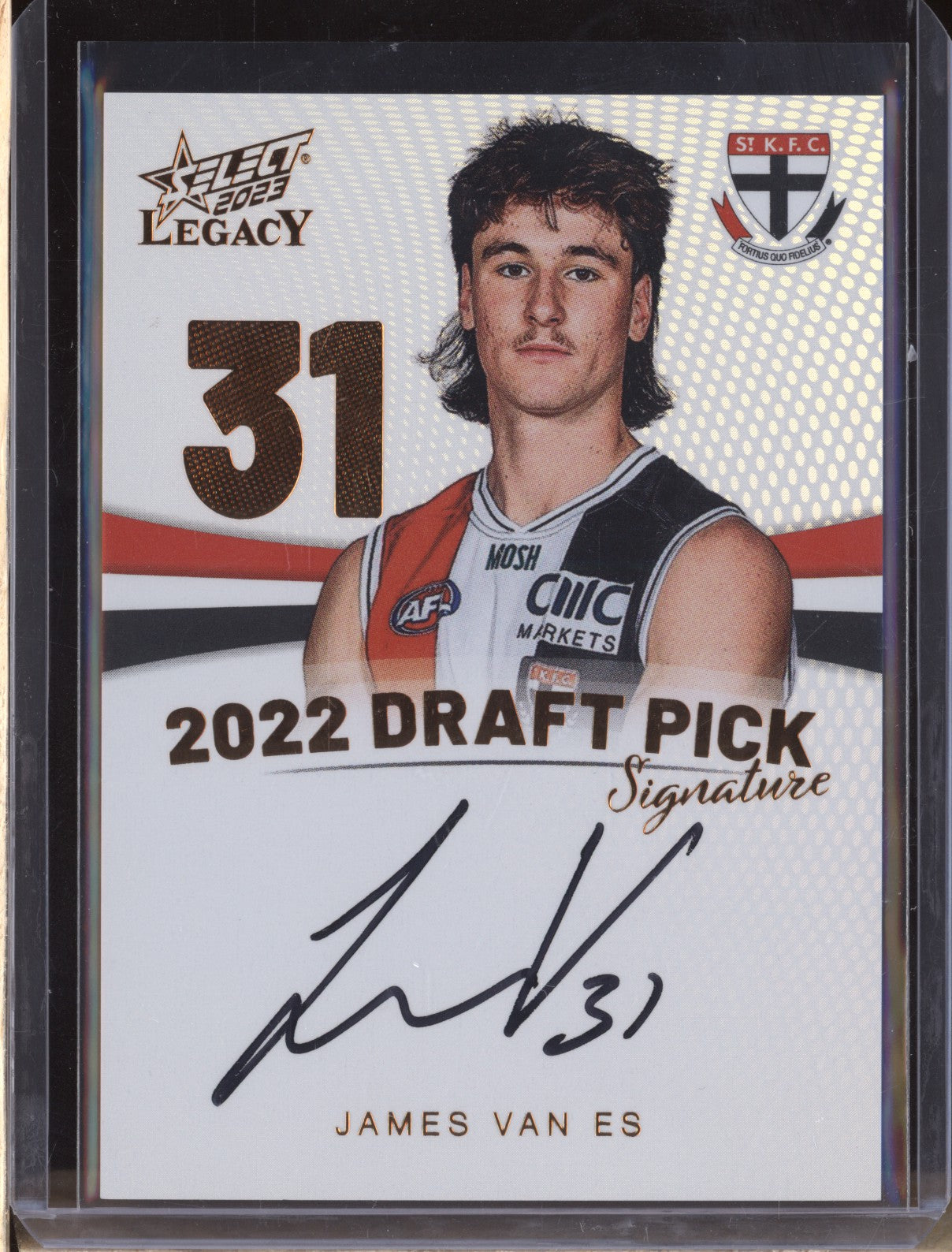 James Van Es 2023 Select Legacy AFL Draft Pick Signature Copper RC 158/175