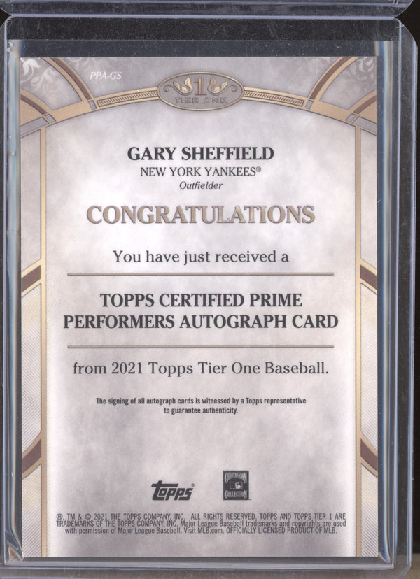 Gary Sheffield 2021 Topps Tier One PPA-GS Prime Performers Auto 226/300