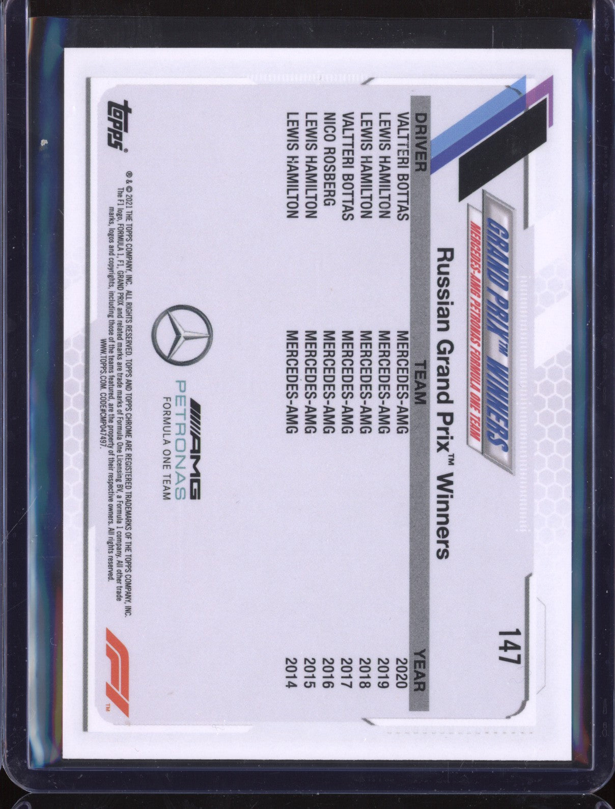 Valtteri Bottas 2021 Topps Chrome Formula 1 147 Red Green Refractor