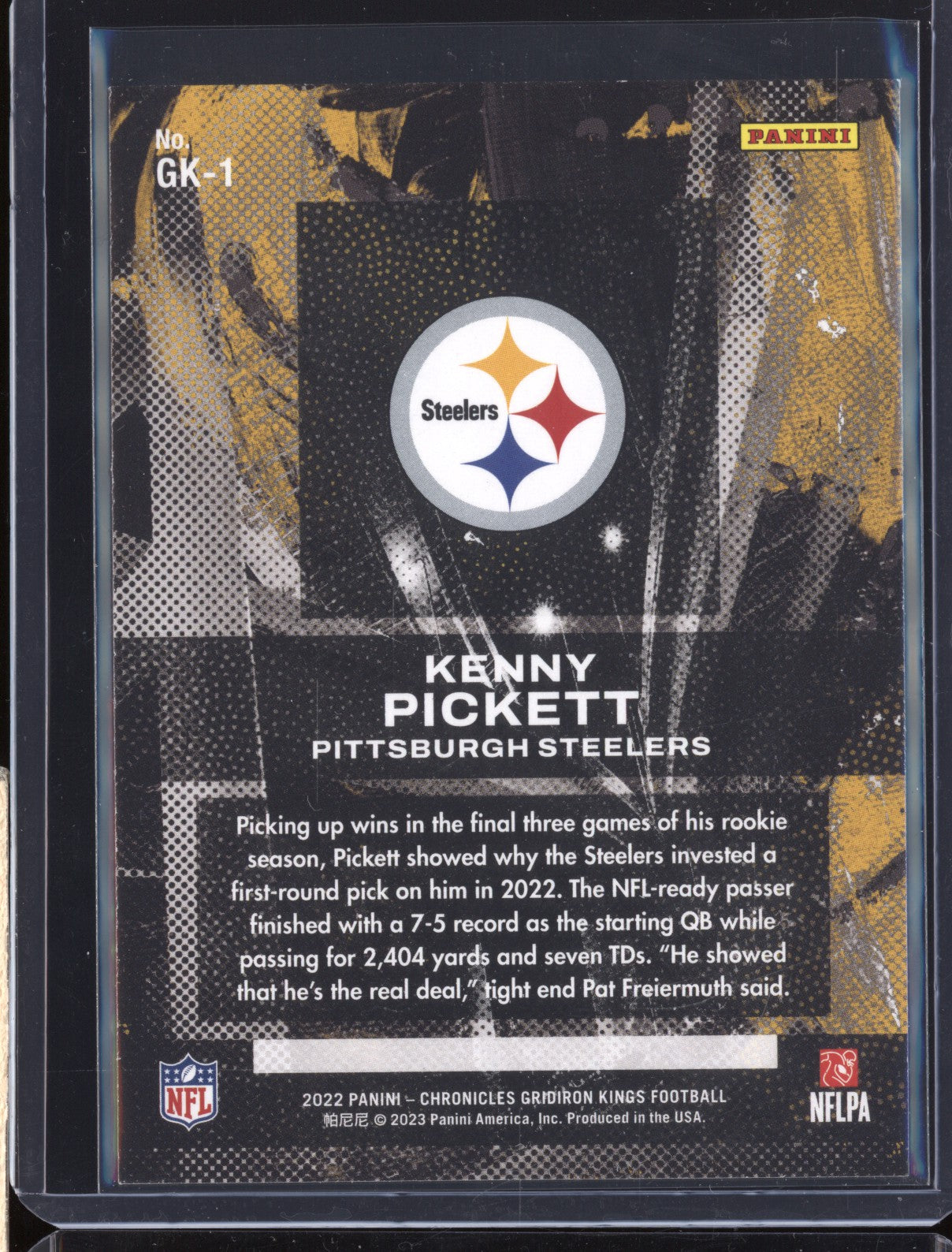 Kenny Pickett 2022 Panini Chronicles GK-1 Gridiron Kings RC