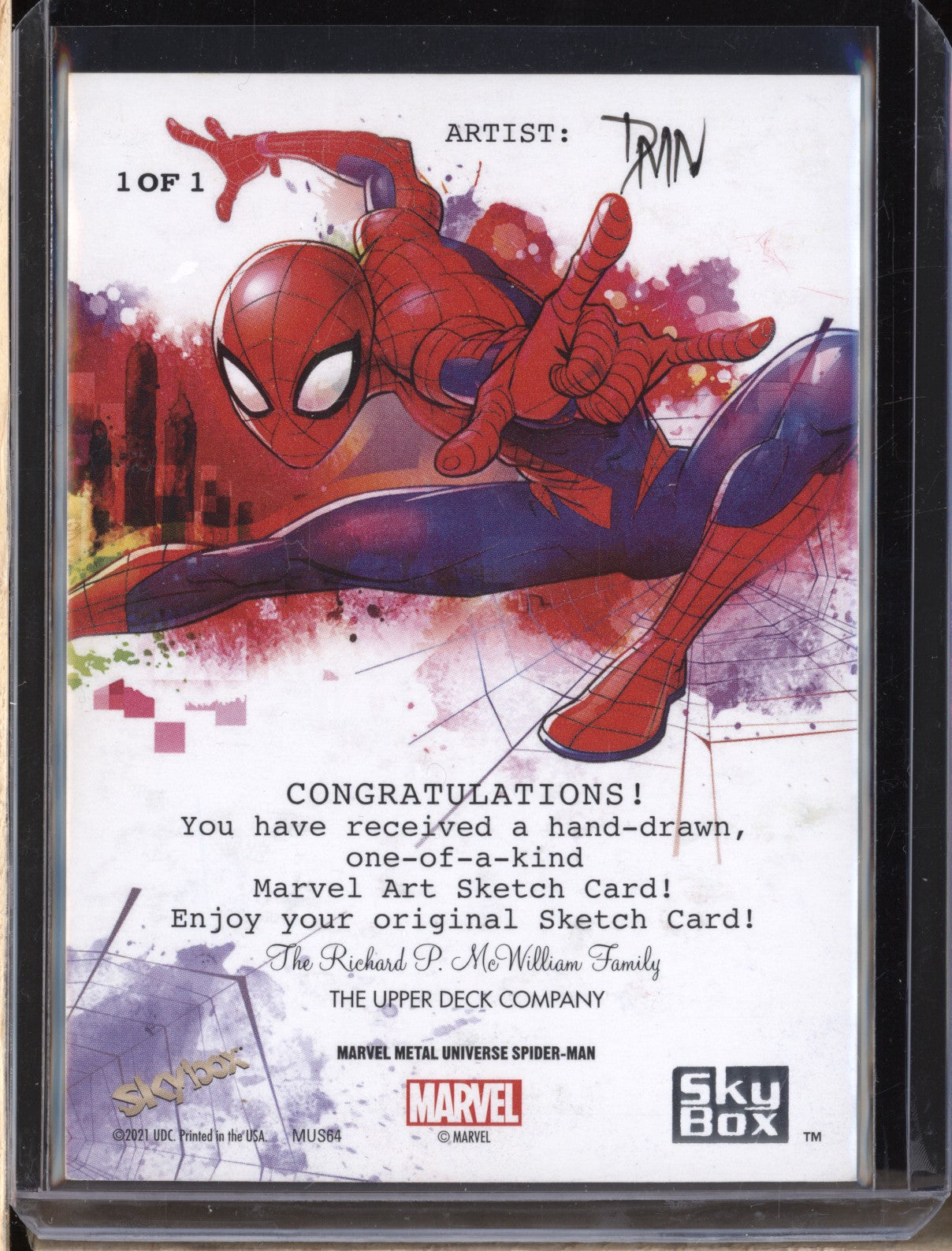 Scarlet Spider 2021 Skybox Marvel Metal Universe Artist Sketch Card 1/1