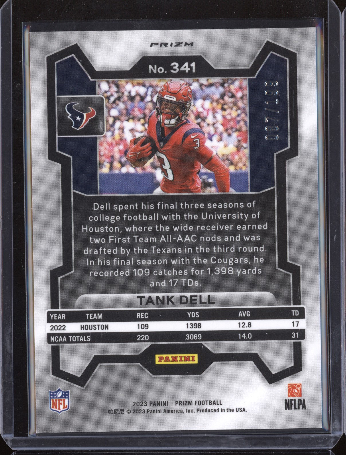 Tank Dell 2023 Panini Prizm 341 Blue Wave RC 87/199