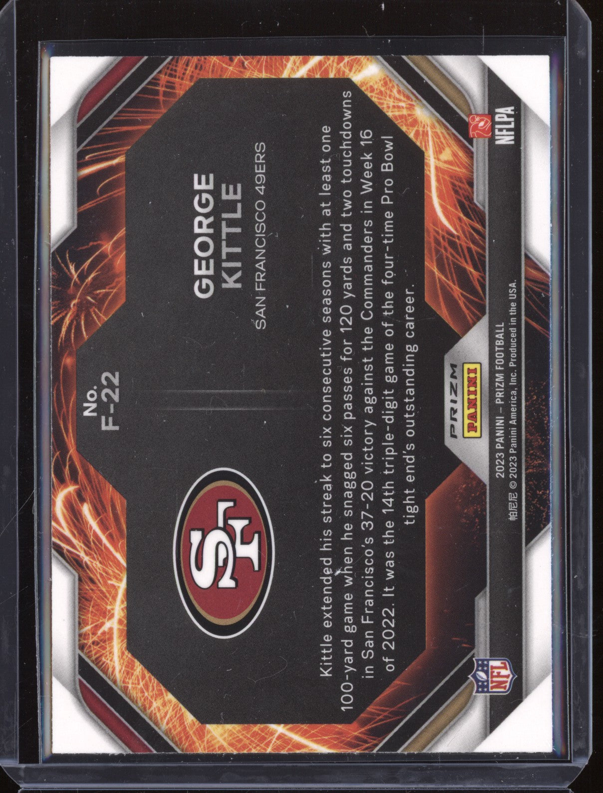 George Kittle 2023 Panini Prizm F-22 Fireworks Silver