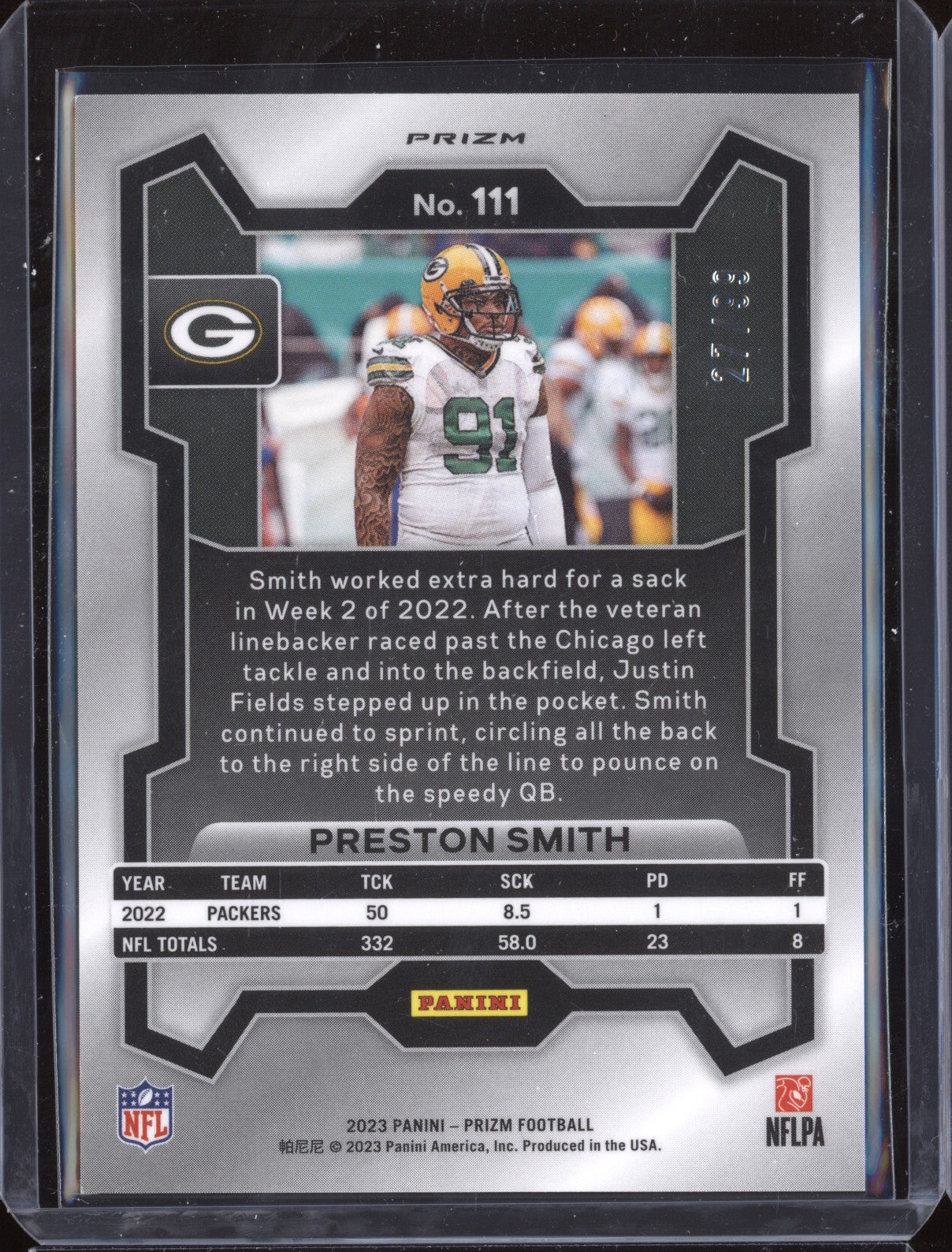 Preston Smith 2023 Panini Prizm 111 Blue Ice 27/99