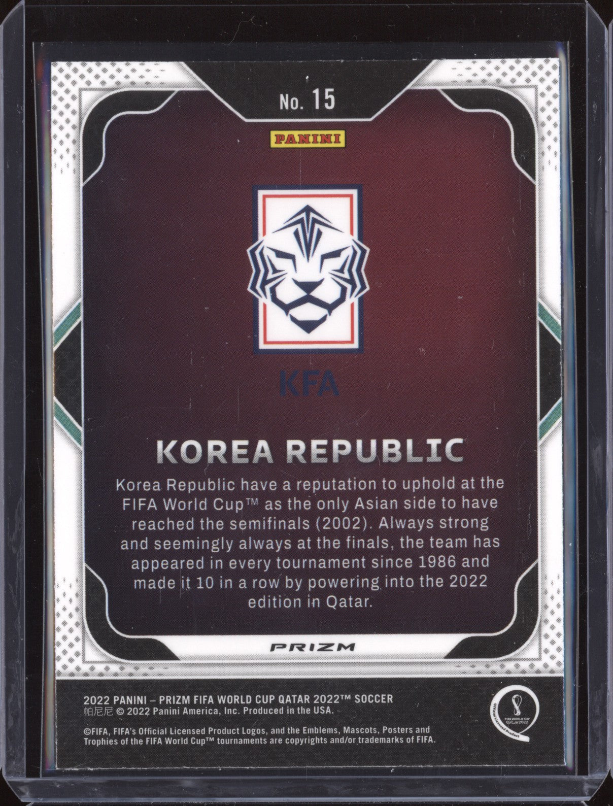 Korea Republic 2022 Panini Prizm World Cup 15 Team Badges Silver