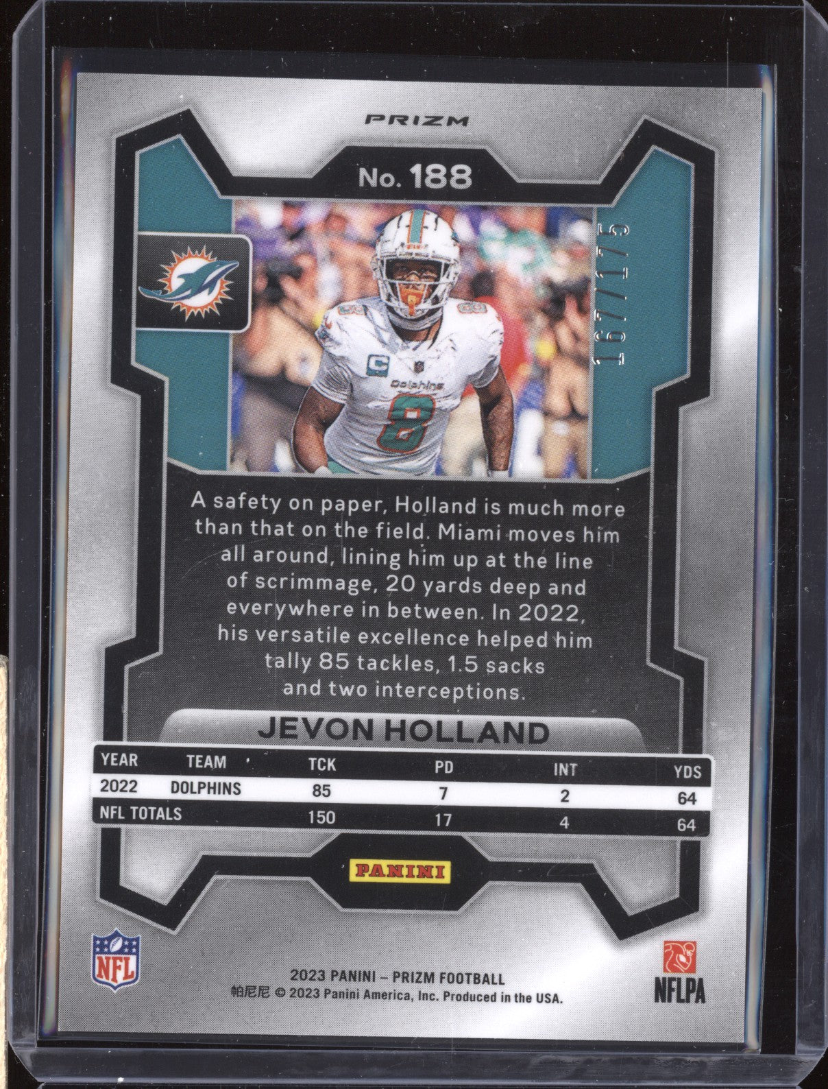 Jevon Holland 2023 Panini Prizm 188 Hyper 167/175