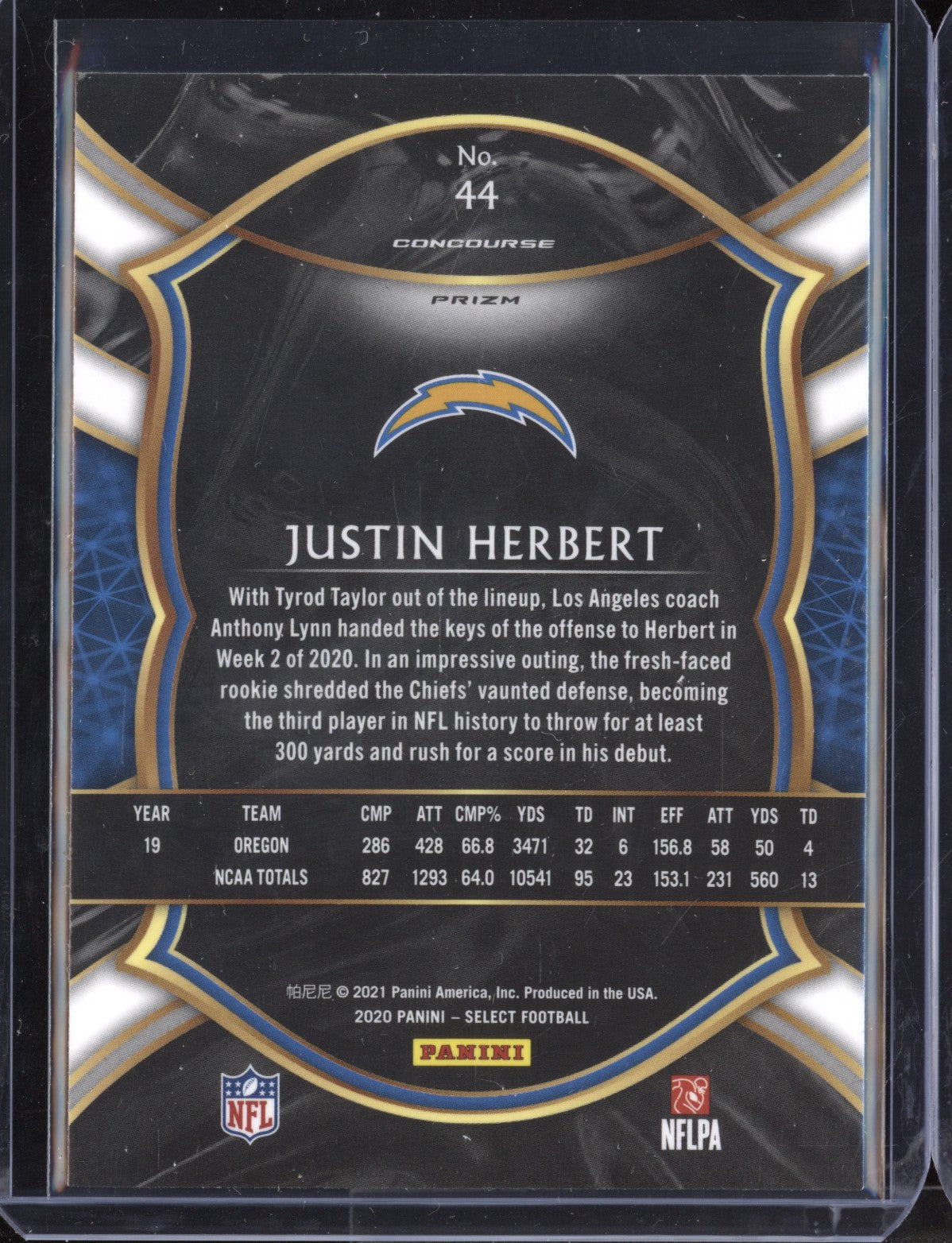 Justin Herbert 2020 Panini Select Concourse Silver RC