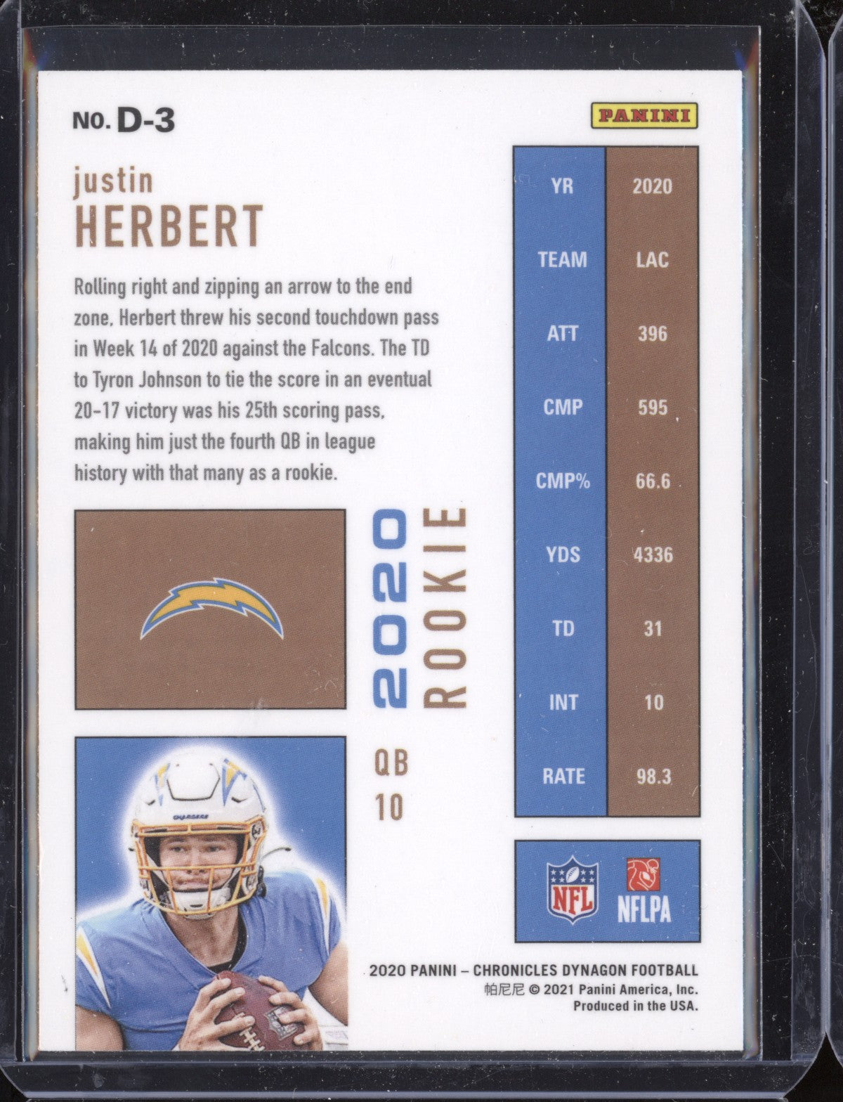 Justin Herbert 2020 Panini Chronicles Dynagon RC