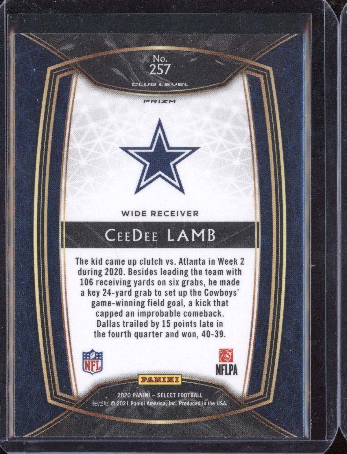 Ceedee Lamb 2020 Panini Select 257 Silver RC