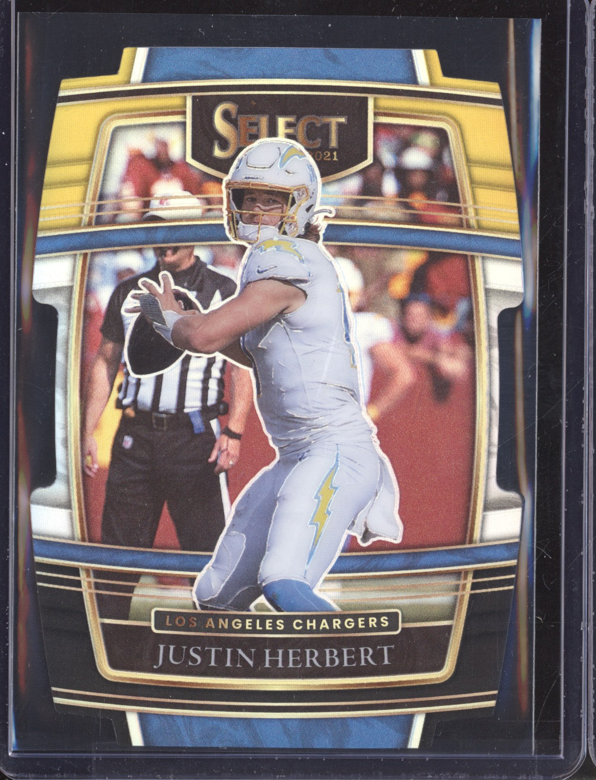 Justin Herbert 2021 Panini Select 19 Black Gold Die Cut