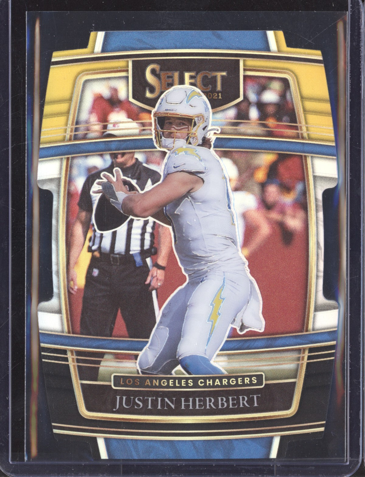 Justin Herbert 2021 Panini Select 19 Black Gold Die Cut