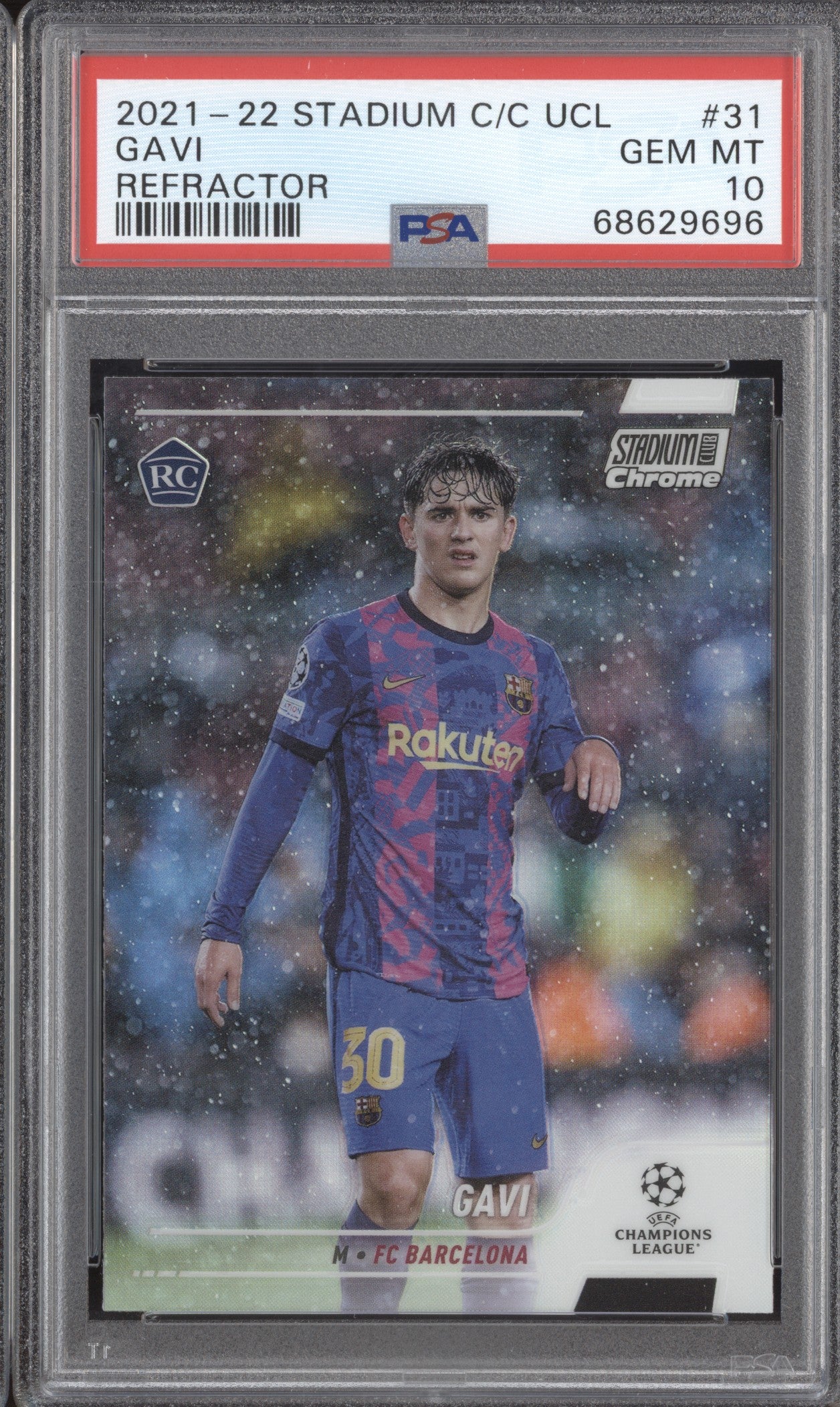 Gavi 2021-22 Topps Stadium Club Chrome UCL 31 Refractor RC PSA 10