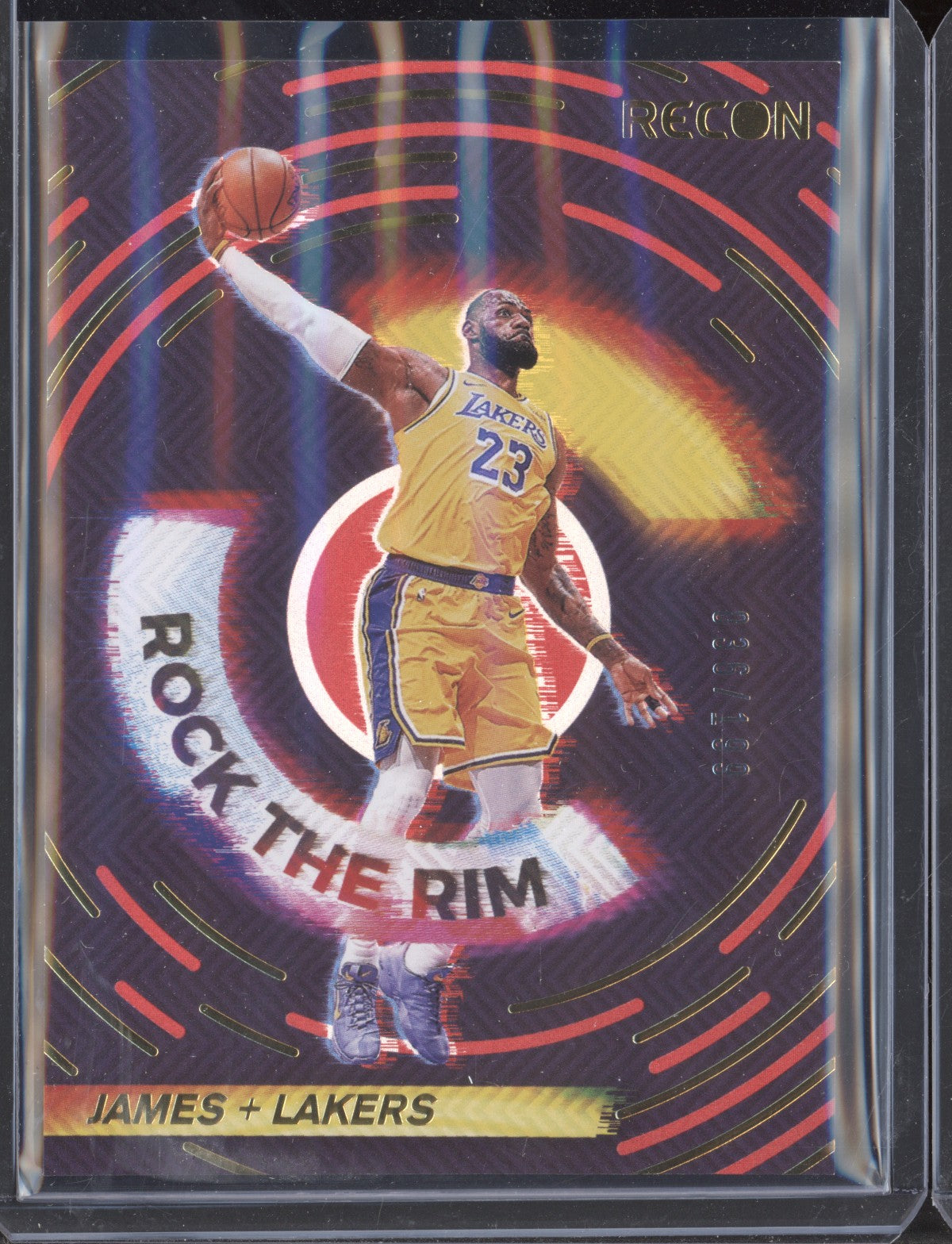 Lebron James 2020-21 Panini Recon 6 Rock The Rim Red 36/199