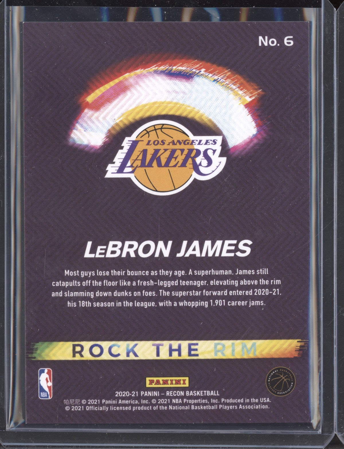 Lebron James 2020-21 Panini Recon 6 Rock The Rim Red 36/199