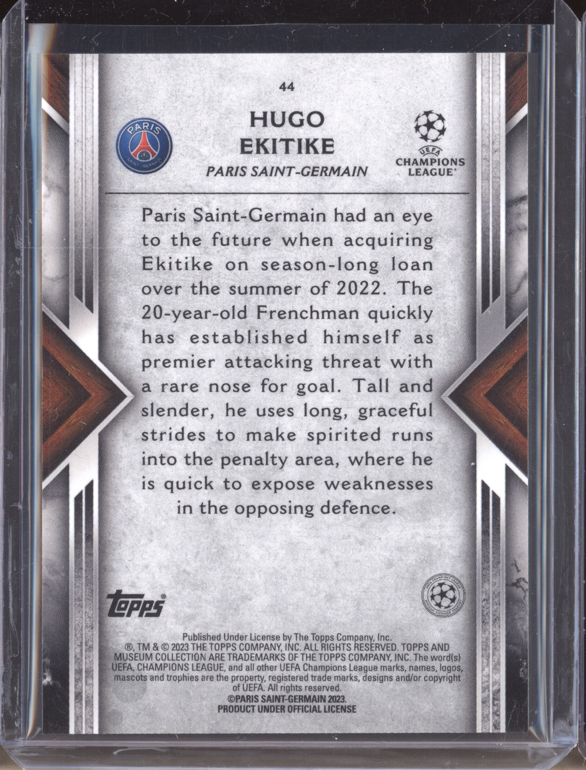 Hugo Ekitike 2022-23 Topps Museum Collection UEFA 44 RC