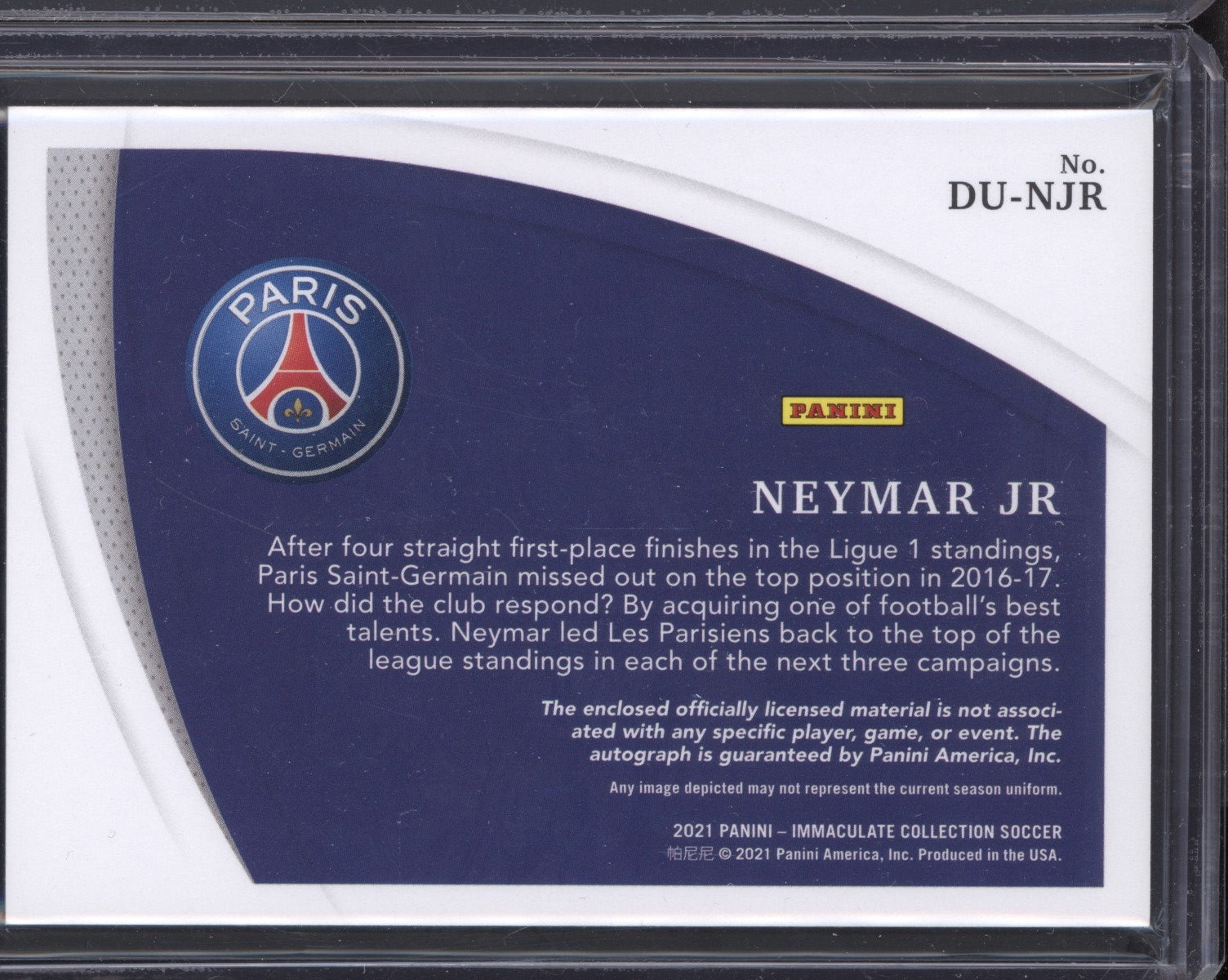Neymar Jr 2020-21 Panini Immaculate Gold Dual Swatch Autographs 9/10